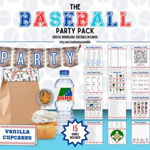 Baseball Party Pack- Baseball Games- Kid&#39;s Party Games- Adult Party Games- Printable Party Games- Baseball Decorations- Digital Download