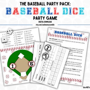 Baseball Dice Game- Printable Baseball Game- Baseball Party Game- Printable Party Game- Baseball Birthday Party- Digital Download