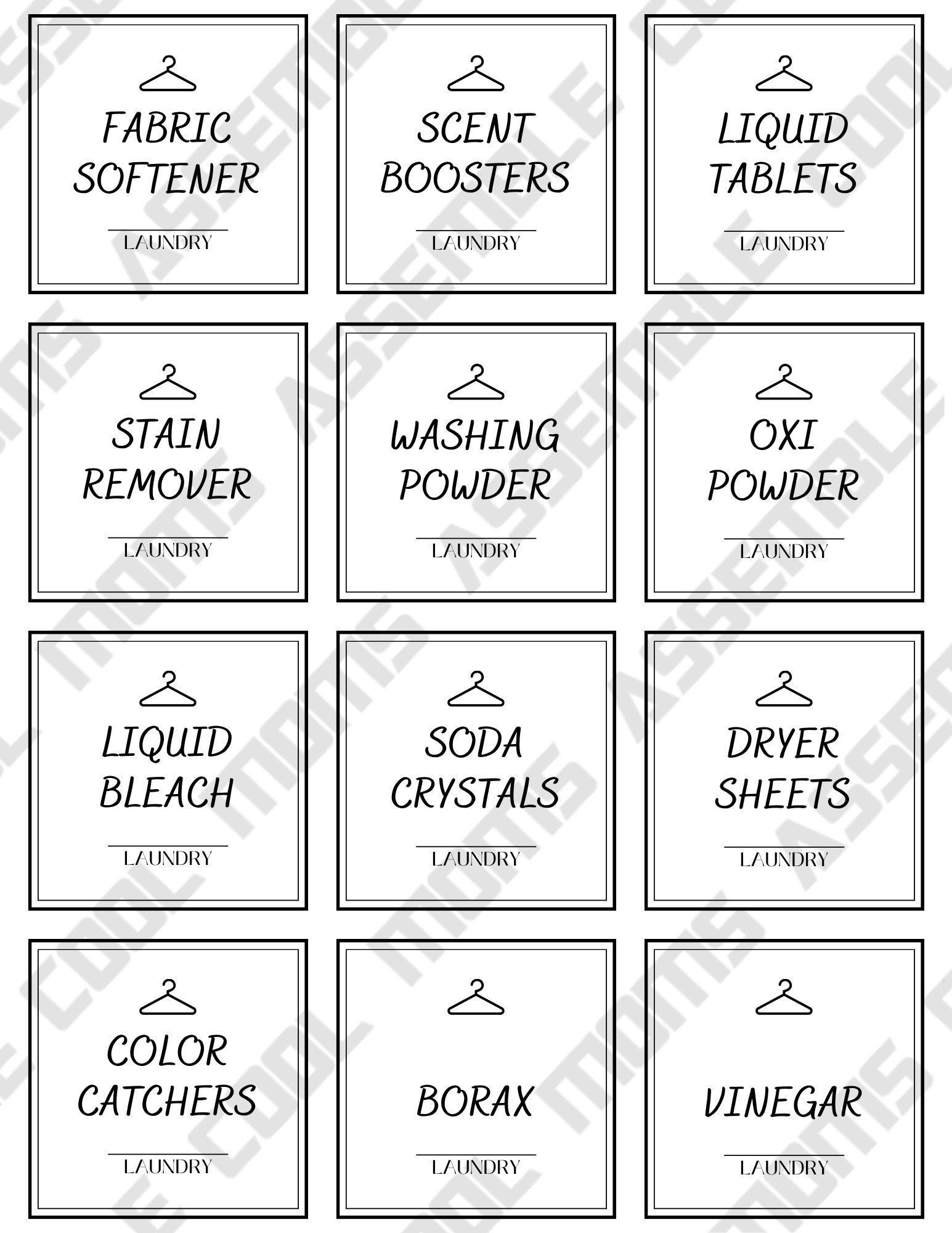 Laundry Label Bundle 24 Label Bundle White Labels Black Labels Laundry