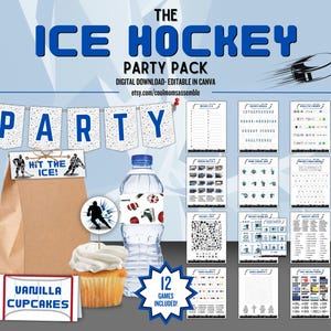 Ice Hockey Party Pack- Hockey Games- Hockey Drinking Game- Kid&#39;s Hockey Games- Printable Party Games- Hockey Decorations