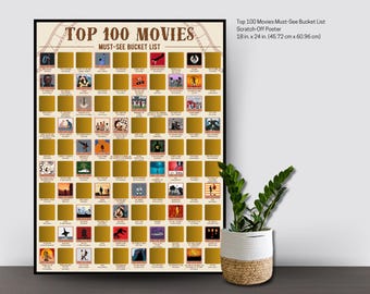 Cartaz para raspar com os 100 melhores filmes imperdíveis - Ideias para encontros românticos - Ideias para noites de cinema - Filmes populares - Clássicos do cinema
