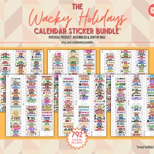 Wacky Holidays Sticker Bundle- Planner Sticker Bundle- Annual Holidays- Calendar Holiday Stickers- Bullet Journal Calendar Stickers