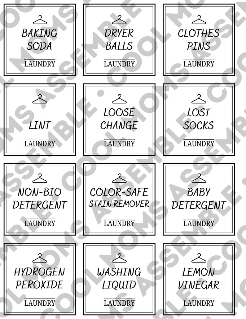 Laundry Room Label Bundle- 24 Label Bundle- White Labels- Black Labels ...