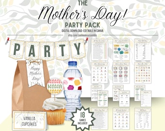 Mother&#39;s Day Party Pack- Mother&#39;s Day Games- Printable Party Games- Digital Party Download- Mother&#39;s Day Trivia- Printable Holiday Games