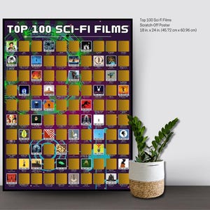 Top 100 Sci-Fi-Filme Rubbelbild- Poster- Filmposter- Ideen für den Familienfilm-Abend- Date Night- Ideen- Beliebte Filme- Kinetische Klassiker