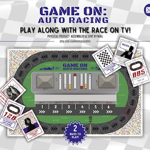 Game On: Autorennen - Interaktives Brettspiel - Spielen Sie mit dem Rennen im Fernsehen - Autorennen - Familienspielabend - Rennkarten - 2 Spielmöglichkeiten