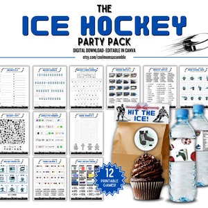 Ice Hockey Party Pack- Hockey Games- Hockey Drinking Game- Kid&#39;s Hockey Games- Printable Party Games- Hockey Decorations