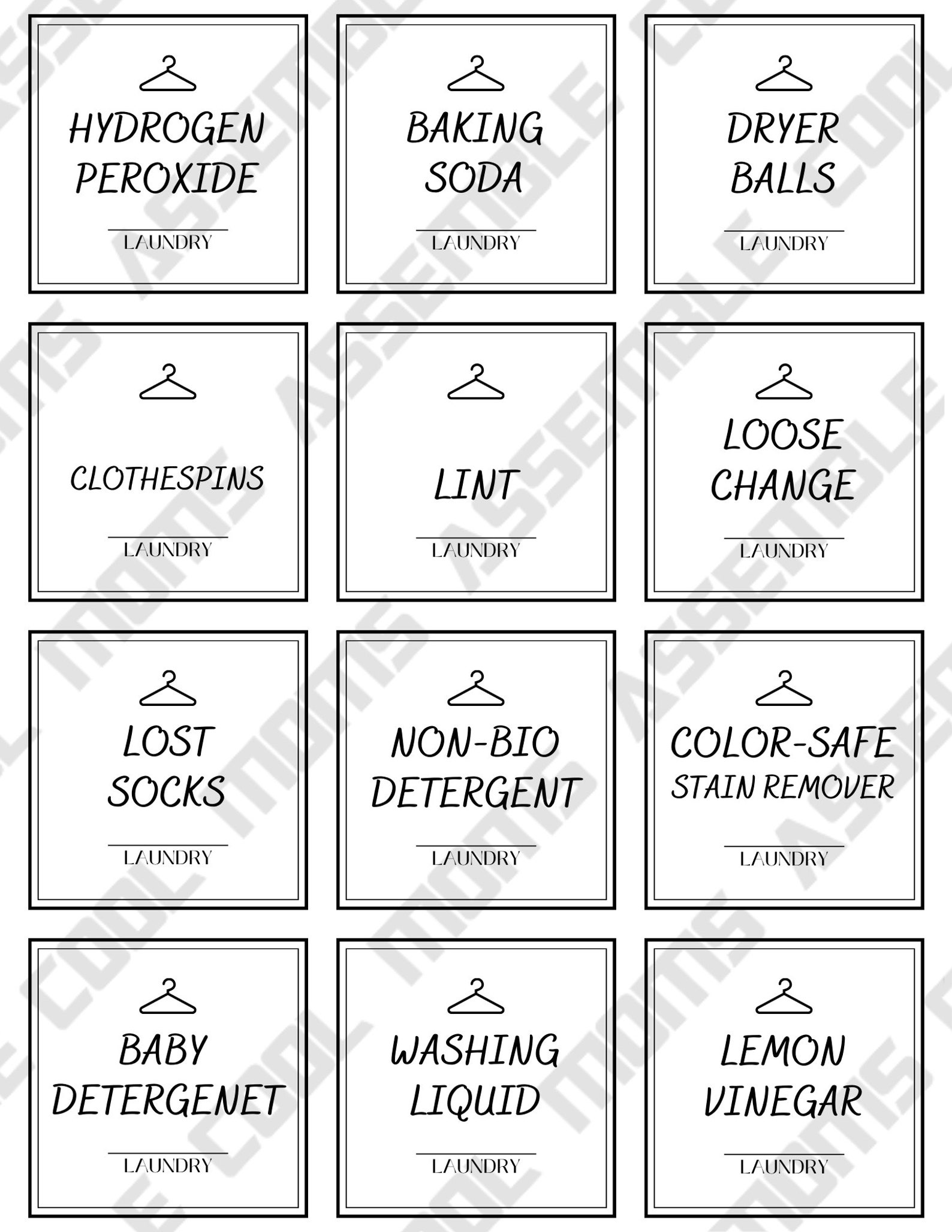 Laundry Label Bundle 24 Label Bundle White Labels Black Labels Laundry