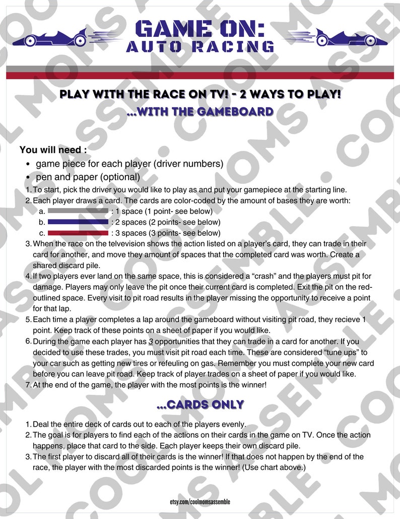 Game On: Auto Racing Interactive Racing Board Game Play With the Race ...