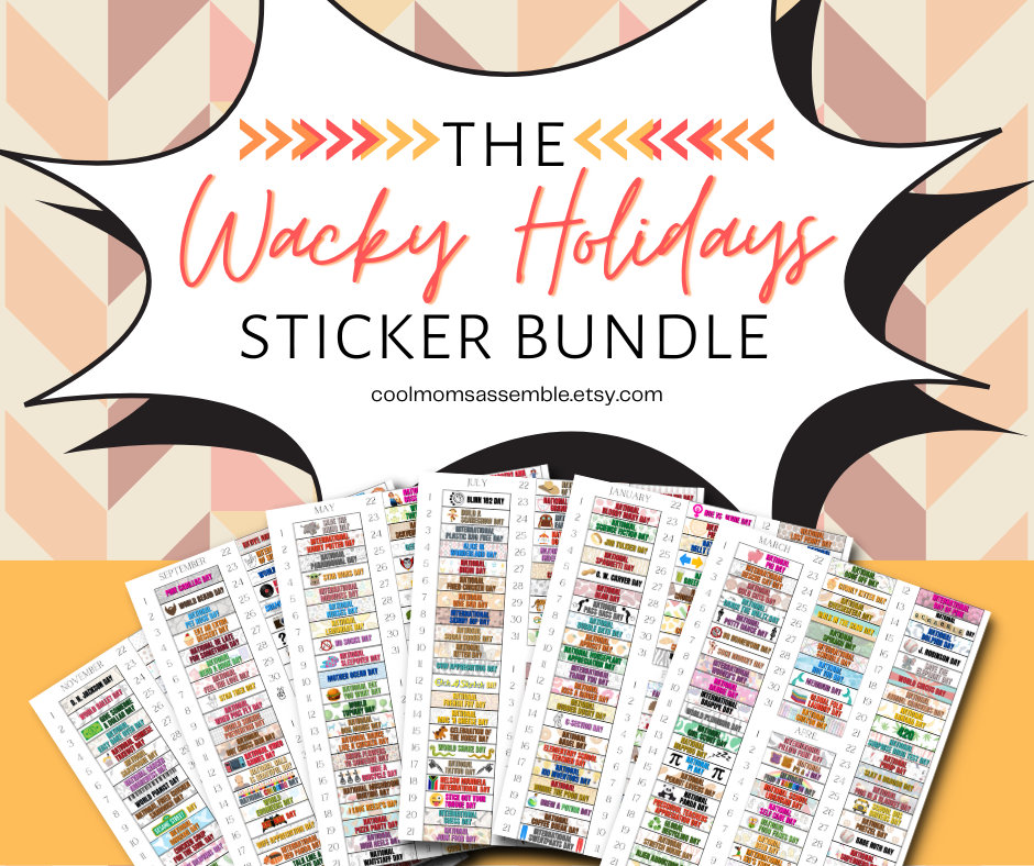 Wacky Holidays Sticker Bundle Planner Sticker Bundle Annual Holidays