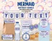 Mermaid Birthday Bundle- Digital Download- Birthday Templates- Printabel Games- Mermaid Party Games- Mermaid Party Decorations