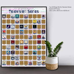 Top 100 Binge-Worthy Television Series Scratch-Off Poster- Date Night Ideas- Popular TV Shows- TV Classics- Must-See TV Shows