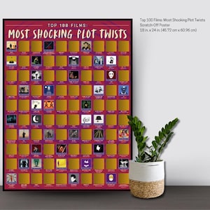 Top 100 Filme: Die schockierendsten Plot Twists Scratch-Off Poster- Filmposter-Date Night Ideen- Familienfilmabend Ideen- Kinetische Klassiker