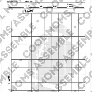 The Big Game Football Pool- Football Pool- Football Squares- PDF 11x17 & 8.5x11- PNG Files- Printable Football Pool- Adult Party Game