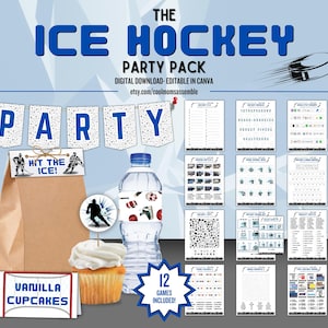 Ice Hockey Party Pack- Hockey Games- Hockey Drinking Game- Kid&#39;s Hockey Games- Printable Party Games- Hockey Decorations