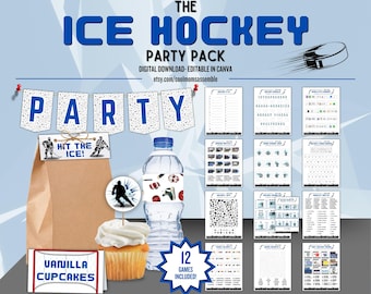 Ice Hockey Party Pack- Hockey Games- Hockey Drinking Game- Kid&#39;s Hockey Games- Printable Party Games- Hockey Decorations