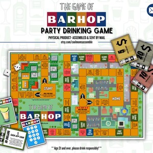 El juego de mesa nostálgico para beber Barhop - Juego de beber para adultos - Despedida de soltero - Despedida de soltera - Fiesta de cumpleaños número 21