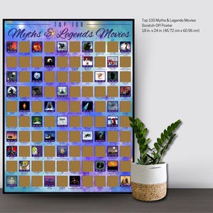 Top 100 Mythen & Legenden-Filme Scratch-Off Poster- Date Night Ideen- Familienfilmabend- Beliebte Filme- Filmklassiker- Must-See Filme
