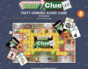 Juego de beber nostálgico "Too Lit & Clueless" - Descarga digital - Juego de despedida de soltera - Juego de mesa imprimible