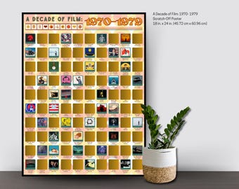 Dekada filmu: 1970-1979 – plakat zdrapkowy – klasyczne filmy – pomysły na wieczór filmowy – pomysły na randkę – plakaty filmowe – popularne filmy