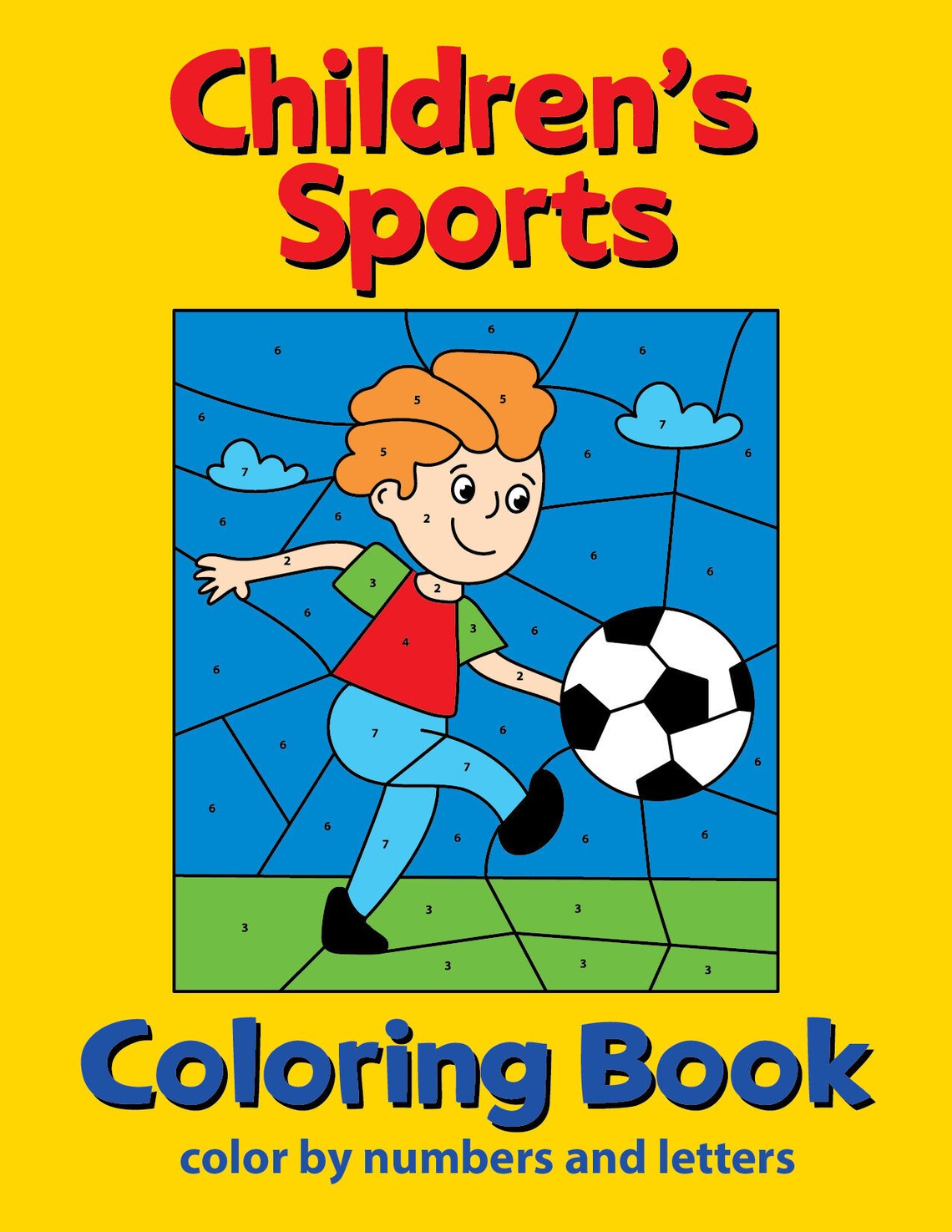 Children s Sports Coloring Book Color By Numbers And Etsy