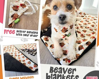 Woodland Beaver fleece pet blankets