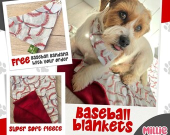 Baseball theme pet blanket with fleece