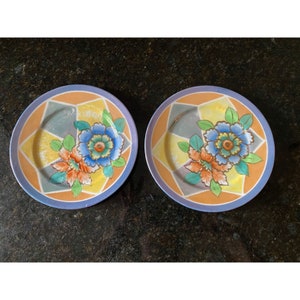 Lustreware Blumenmuster 7 &quot;Dessertteller, handgemalt in Japan (Qty. 2)