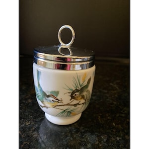 Royal Worcester Porcelain Egg Coddler, England, Wild Birds, 1970&#39;s