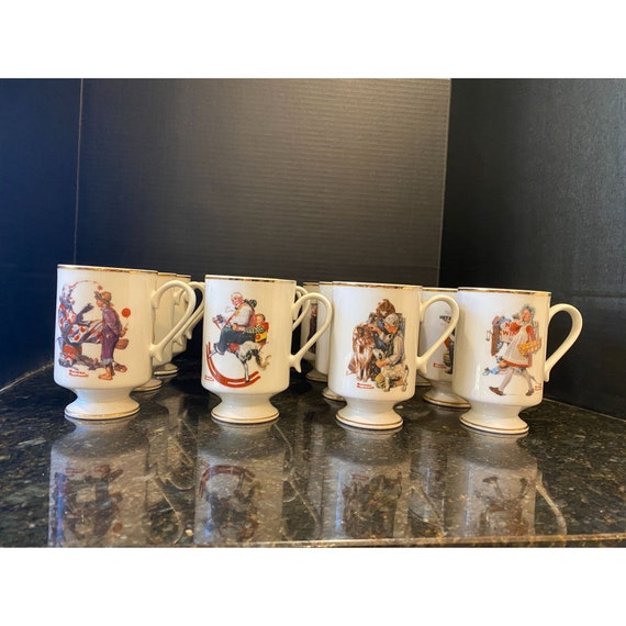 Danbury Mint Collection of 12 Norman Rockwell Porcelain Footed