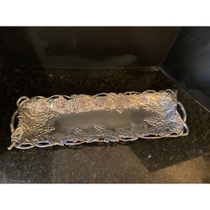 Arthur Court Pewter Rectangular Vines & Grapes Serving Tray, 19&quot; Long, 1995
