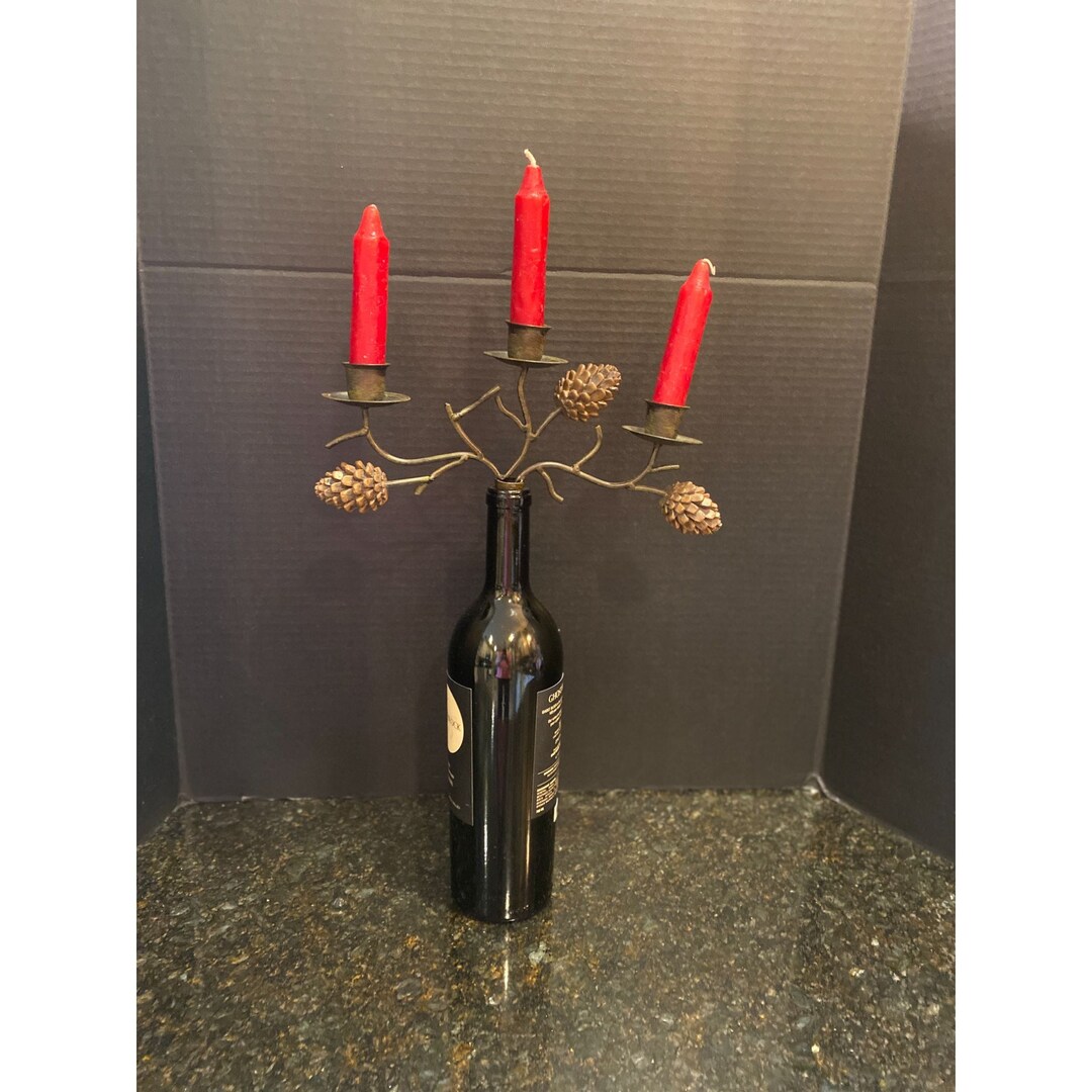 Brass Wine Bottle Taper Candle Holder