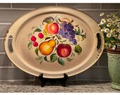 Nash Co. Metal Handpainted Toleware Oval Tray, 19 quot x 14 quot