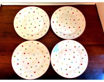 Target Home "Chelsea Park" 8" Multi-Color Polka Dot Salad or Dessert Plates (Qty. 4)