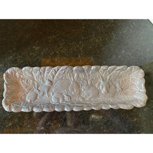 Arthur Court 19&quot; Aluminum Rabbit Rectangular Tray, 1990