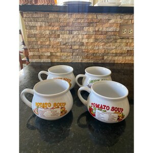 Vintage Soup Mugs, DDI, Onion, Tomato, Potato and Chicken