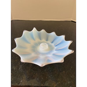 Fostoria 8.5&quot; Opalescent Blue, Flower Shaped Candle Holder