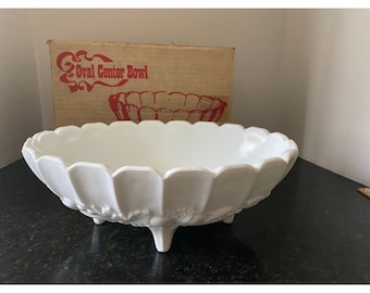 Bol à fruits en verre Indiana, verre au lait 9 po. ovale, bol de service, vintage des années 70, boîte d'origine incluse