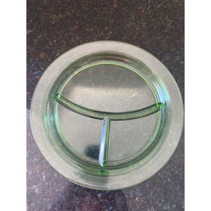 Vaseline (Uranium) Depression Glas Geteilte Platte