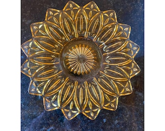 Vintage 11" Amber Federal Glass Star Plate