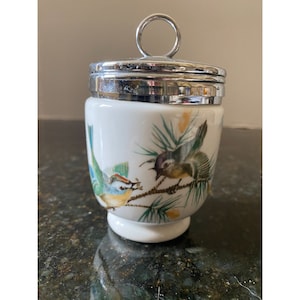 Royal Worcester 4 1/2&quot; &quot;Birds&quot; Porcelain Egg Coddler, Made in England