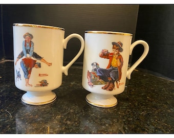 Danbury Mint Collection of 12 Norman Rockwell Porcelain Footed