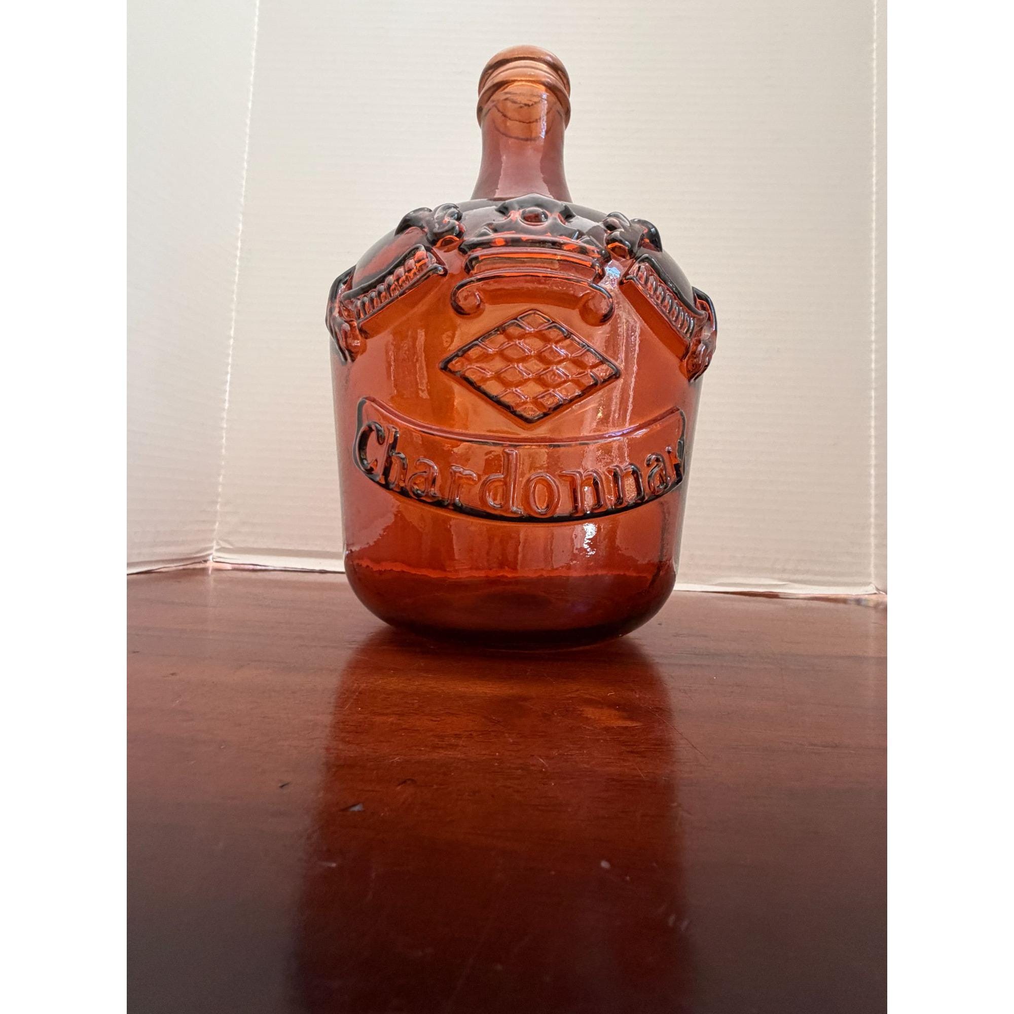 Vintage Orange Glass Bottle - Etsy