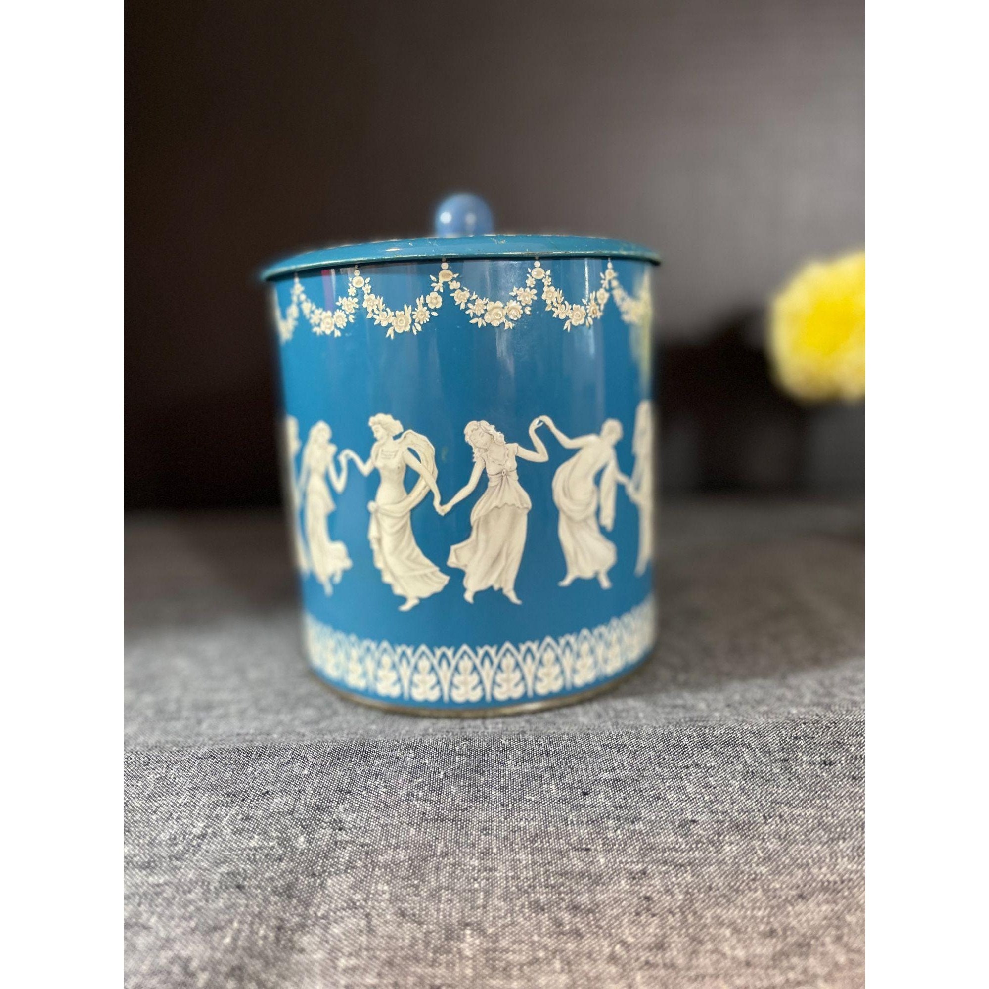 Wedgewood Inspired Blue Tin Container, Dancing Goddesses - Etsy