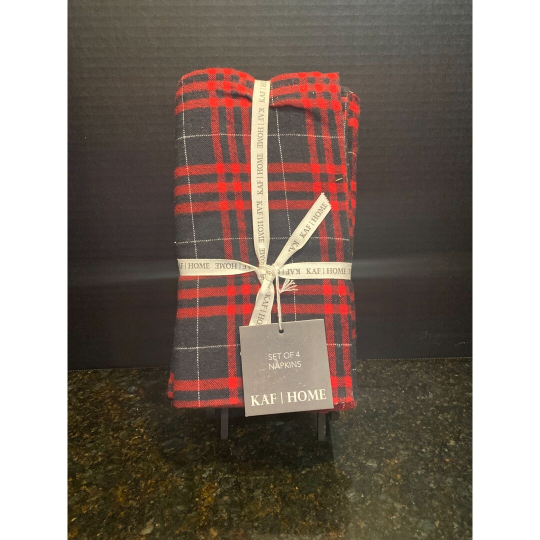 KAF Home Servietten Aus Baumwolle – Set Of 4, Chambray Schwarz, 50x50 Cm, Waschbar & Nachhaltig