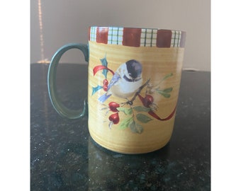 Lenox Winter Greetings Everyday 4" Tartan Mug, Chickadee