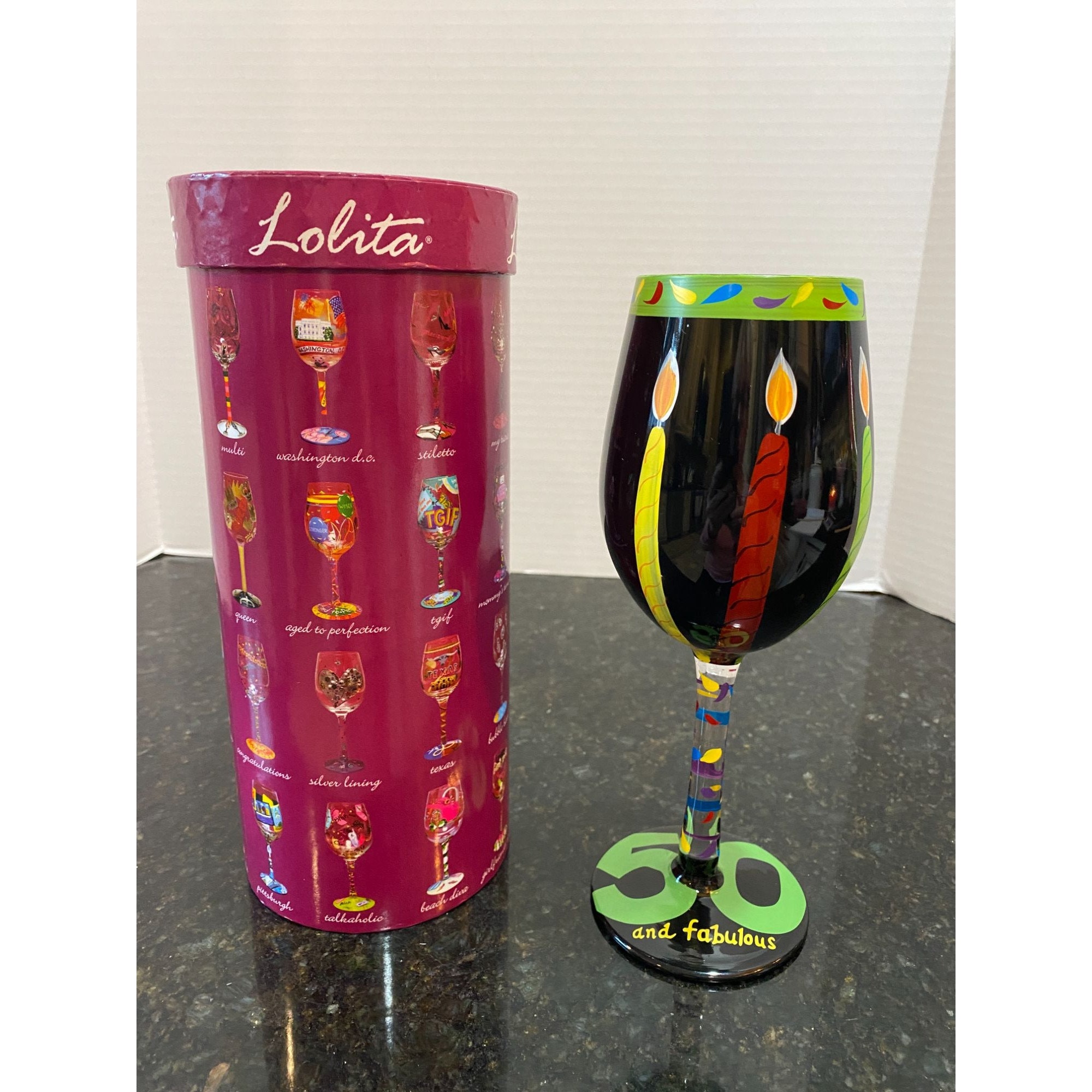 Lolita Collection "50 and Fabulous" 15oz. Hand Painted Wine Glass, Box  Included - Etsy