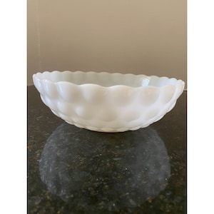 Vintage 8&quot; Bubble Milk Glass Bowl