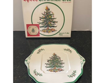 ヴィンテージ スポード クリスマスツリー 丸型脚付きケーキスタンド