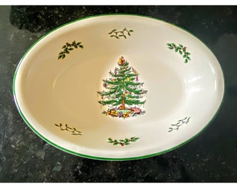 Spode クリスマスツリー サービング皿 ボウル 楕円形 スポード